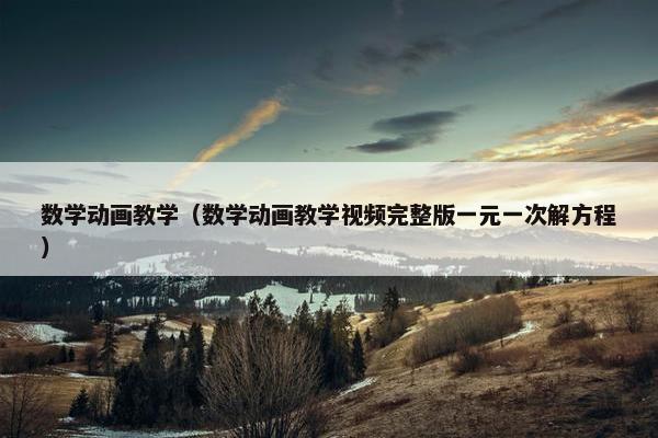 数学动画教学（数学动画教学视频完整版一元一次解方程）
