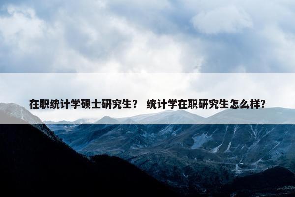 在职统计学硕士研究生？ 统计学在职研究生怎么样？