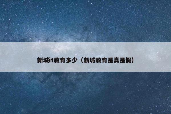 新城it教育多少（新城教育是真是假）