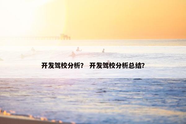 开发驾校分析？ 开发驾校分析总结？