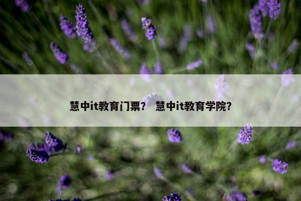 慧中it教育门票？ 慧中it教育学院？