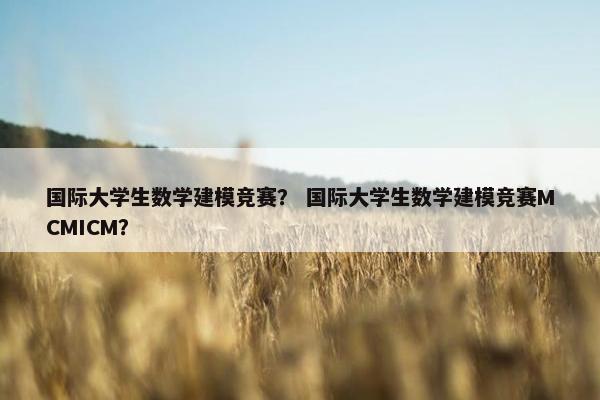 国际大学生数学建模竞赛？ 国际大学生数学建模竞赛MCMICM？