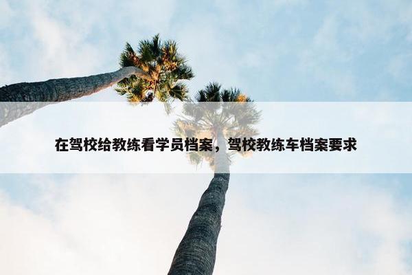 在驾校给教练看学员档案，驾校教练车档案要求