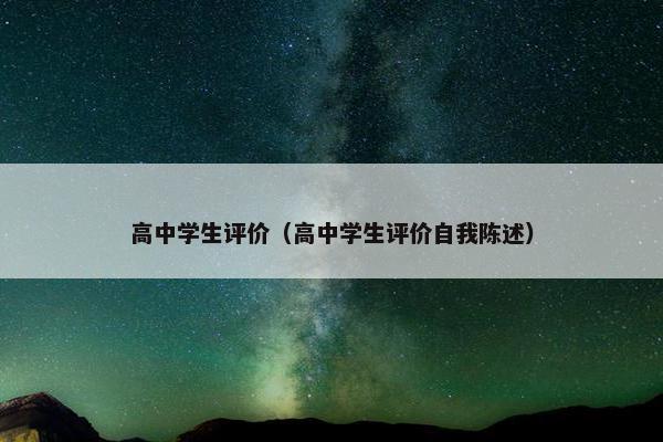 高中学生评价（高中学生评价自我陈述）