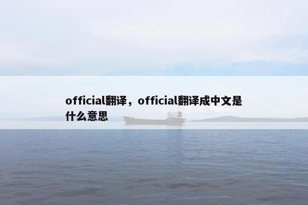 official翻译，official翻译成中文是什么意思