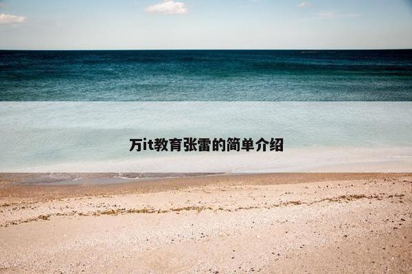 万it教育张雷的简单介绍