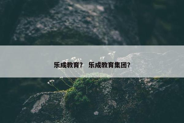 乐成教育？ 乐成教育集团？