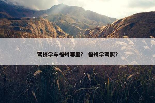 驾校学车福州哪里？ 福州学驾照？