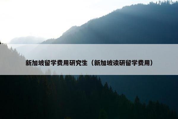 新加坡留学费用研究生（新加坡读研留学费用）