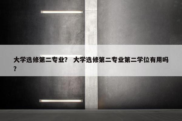 大学选修第二专业？ 大学选修第二专业第二学位有用吗？