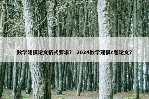 数学建模论文格式要求？ 2024数学建模c题论文？