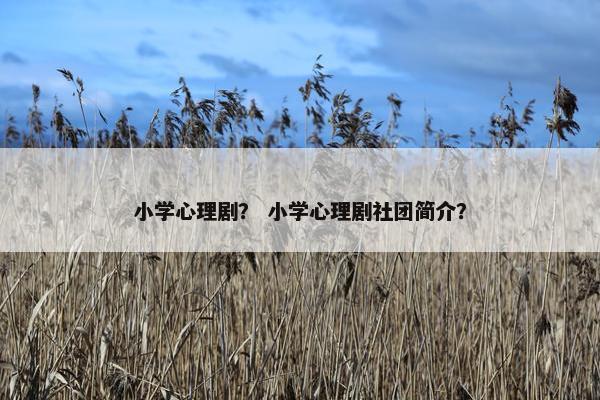 小学心理剧？ 小学心理剧社团简介？