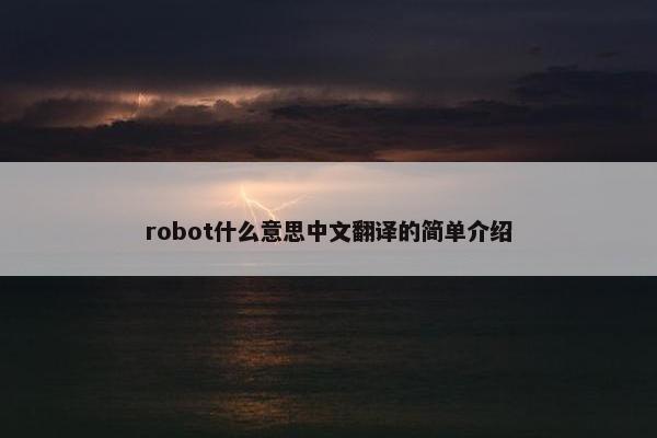 robot什么意思中文翻译的简单介绍