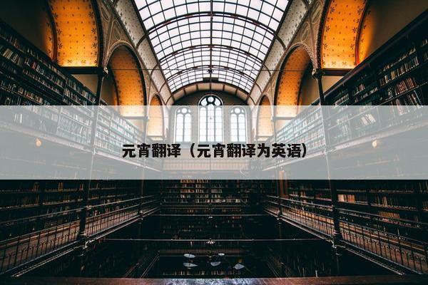 元宵翻译（元宵翻译为英语）