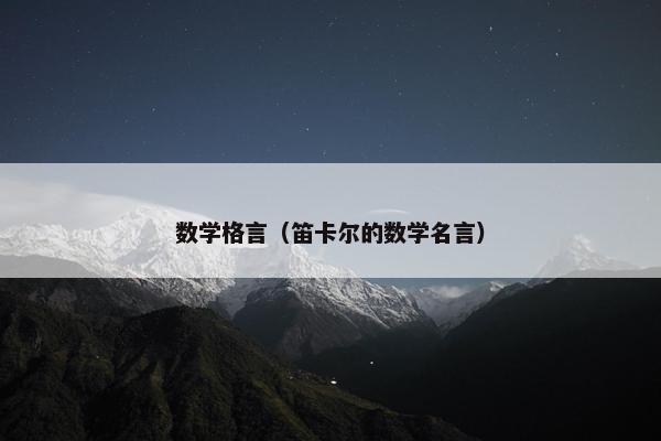 数学格言（笛卡尔的数学名言）