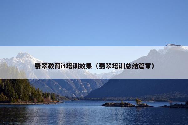 翡翠教育it培训效果（翡翠培训总结篇章）