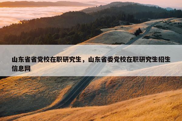 山东省省党校在职研究生，山东省委党校在职研究生招生信息网
