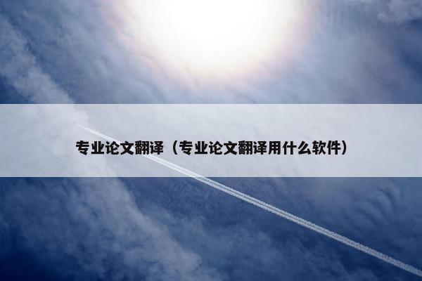 专业论文翻译（专业论文翻译用什么软件）